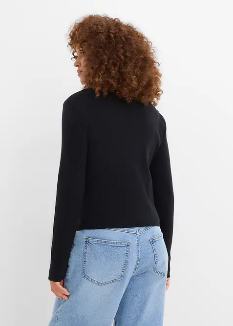 Finstickad cardigan i kort modell, bonprix