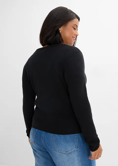 Finstickad cardigan i kort modell, bonprix