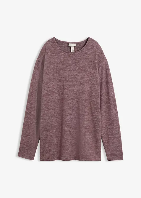 L&aring;ng sweatshirt med stickad look, bonprix
