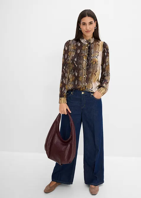 Chiffongblus med glittrande tr&aring;dar, bonprix