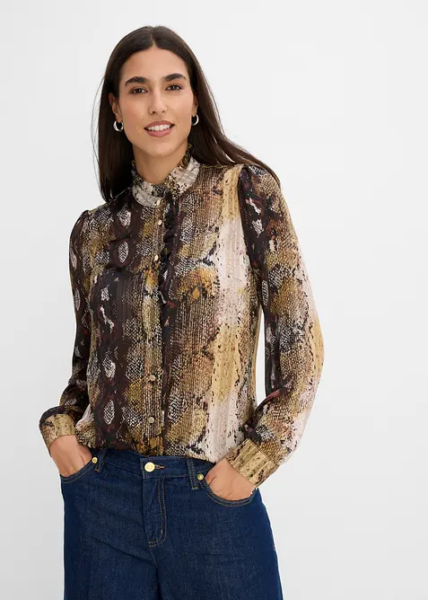 Chiffongblus med glittrande tr&aring;dar, bonprix