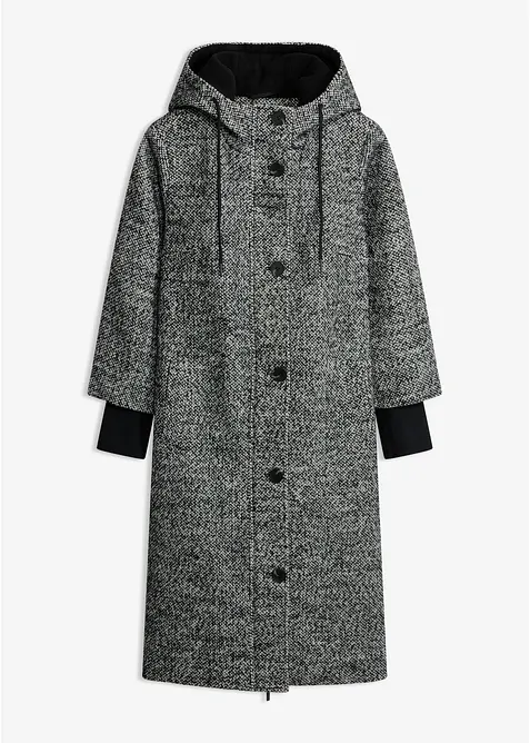 Kappa med tweedlook och stickade handledsv&auml;rmare, bonprix