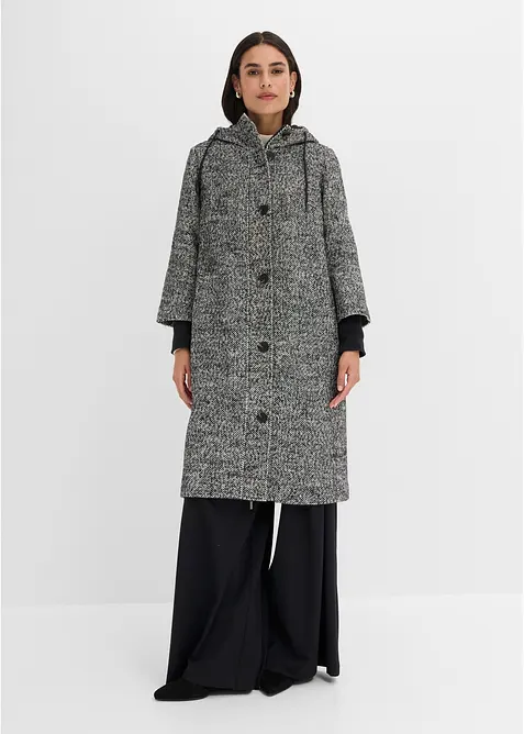 Kappa med tweedlook och stickade handledsv&auml;rmare, bonprix
