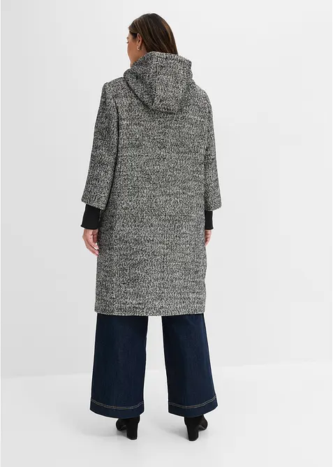 Kappa med tweedlook och stickade handledsv&auml;rmare, bonprix