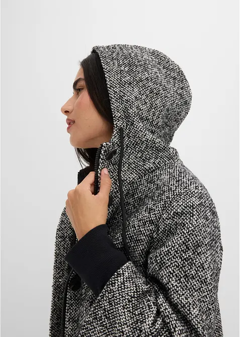 Kappa med tweedlook och stickade handledsv&auml;rmare, bonprix