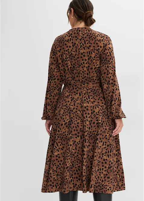 Jerseykl&auml;nning med knytband,med leopardm&ouml;nster (2 delar), bonprix