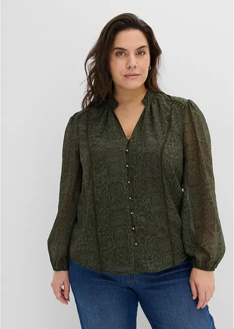 Blus med spetsdekoration, bonprix