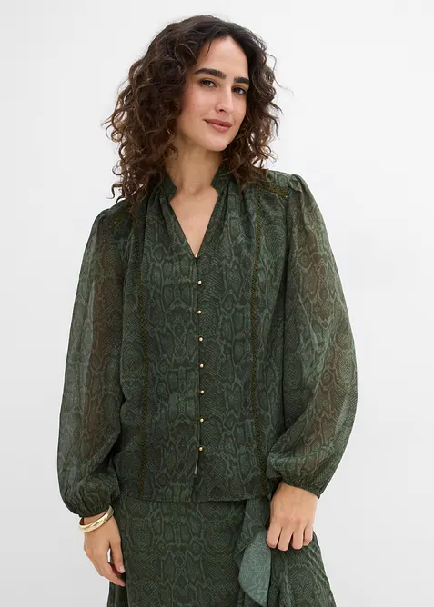 Blus med spetsdekoration, bonprix