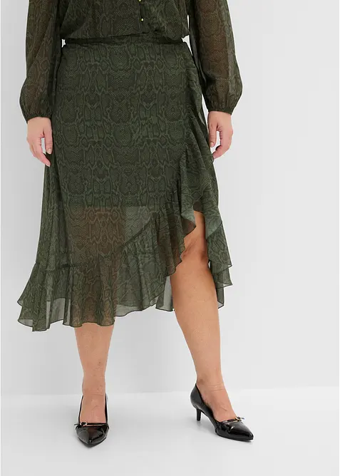 Chiffongkjol med omlotteffekt, bonprix