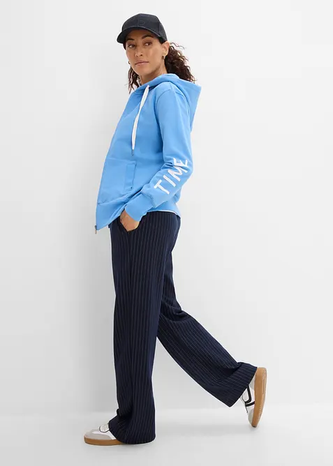 Sweatshirtjacka med huva, av elastisk materialmix med ekologisk bomull, bonprix
