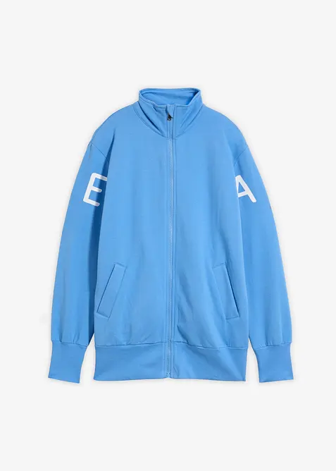 Sweatshirtjacka av elastisk materialmix med ekologisk bomull, bonprix