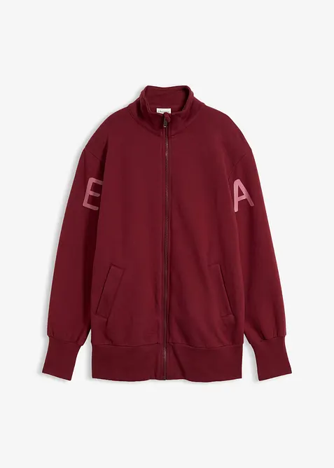 Sweatshirtjacka av elastisk materialmix med ekologisk bomull, bonprix