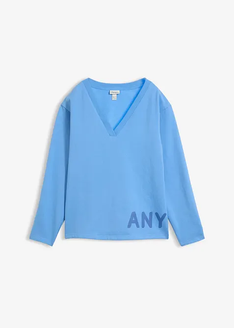 Sweatshirt av elastisk materialmix med ekologisk bomull, bonprix