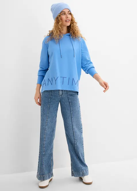 Sweatshirt med huva i bomullsstretch, bonprix