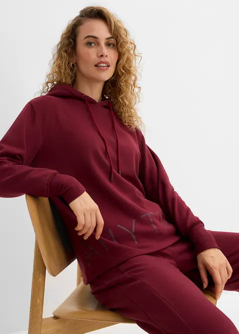 Sweatshirt med huva i bomullsstretch, bonprix