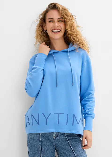 Sweatshirt med huva i bomullsstretch, bonprix