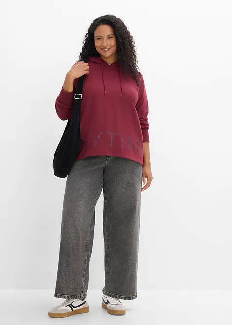 Sweatshirt med huva i bomullsstretch, bonprix