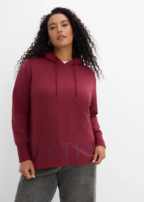 Sweatshirt med huva i bomullsstretch, bonprix