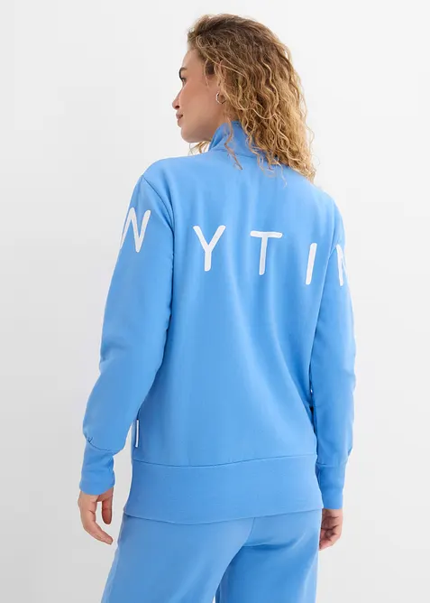 Sweatshirtjacka av elastisk materialmix med ekologisk bomull, bonprix