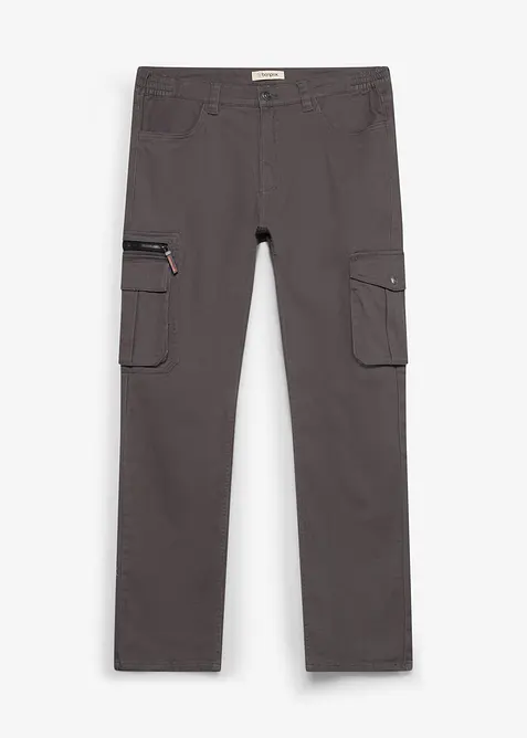 Cargobyxa med res&aring;rmidja och stretch Classic Fit, Straight, bonprix