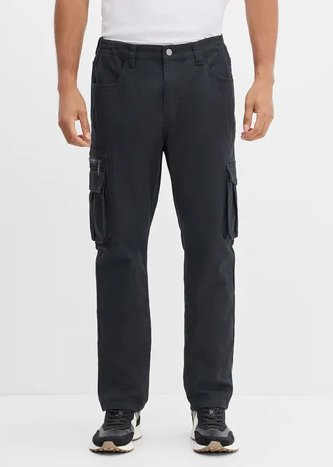 Cargobyxa med res&aring;rmidja och stretch Classic Fit, Straight, bonprix