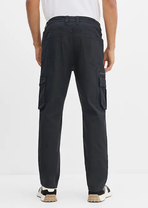 Cargobyxa med res&aring;rmidja och stretch Classic Fit, Straight, bonprix