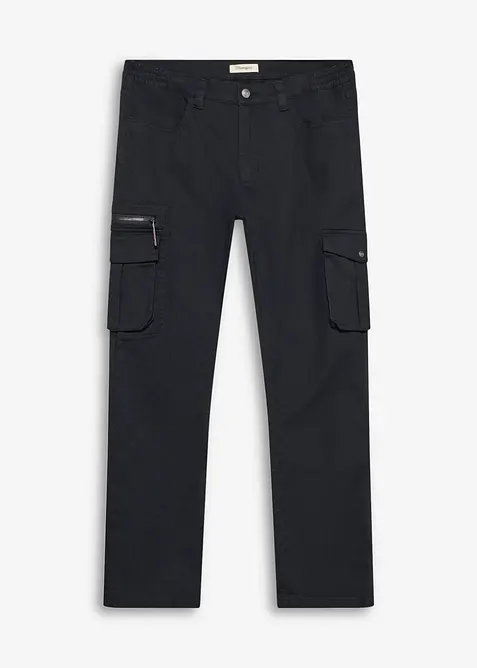 Cargobyxa med res&aring;rmidja och stretch Classic Fit, Straight, bonprix