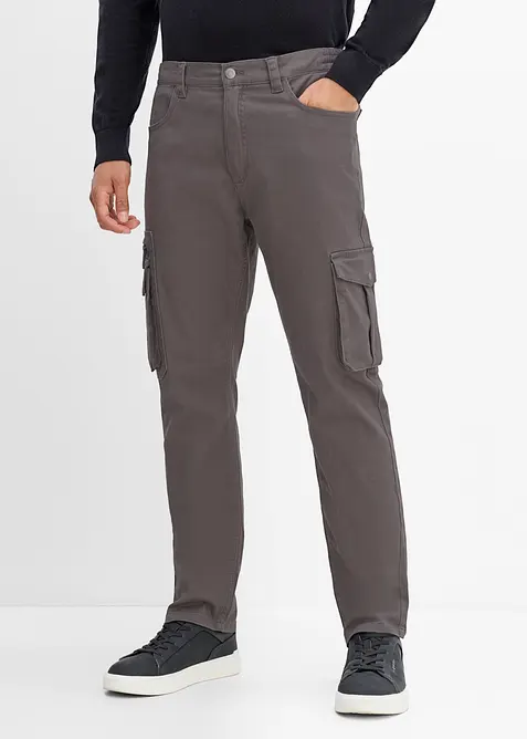 Cargobyxa med res&aring;rmidja och stretch Classic Fit, Straight, bonprix