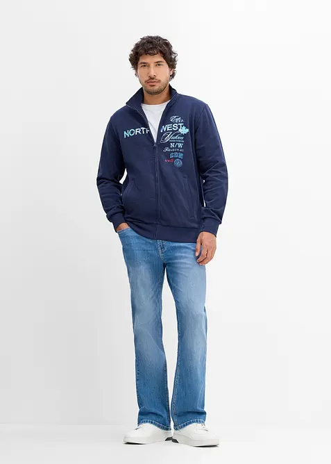 Sweatshirtjacka med st&aring;krage i bomull, bonprix