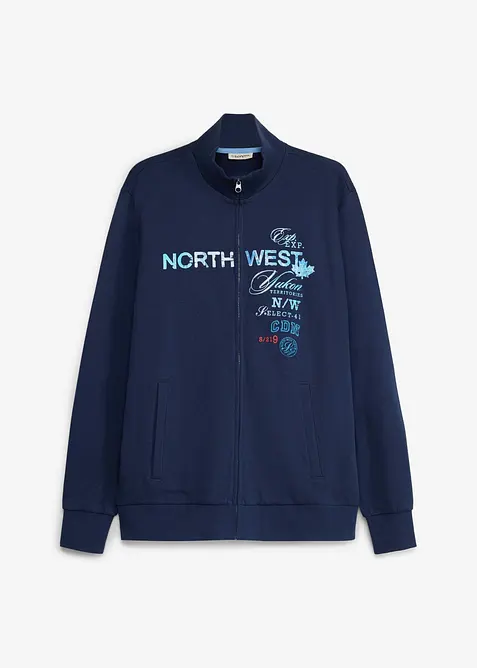 Sweatshirtjacka med st&aring;krage i bomull, bonprix