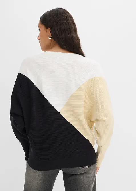 Finstickad tr&ouml;ja med fladdermus&auml;rmar, bonprix