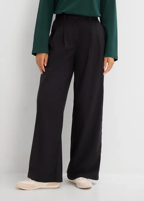 Byxa i materialmix med yllelook, bonprix