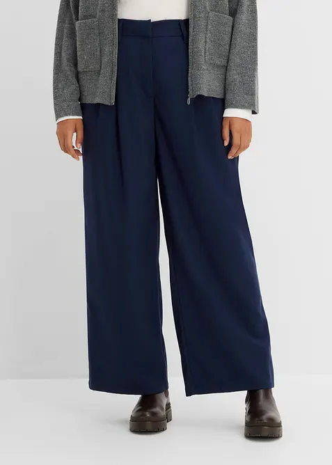 Byxa i materialmix med yllelook, bonprix
