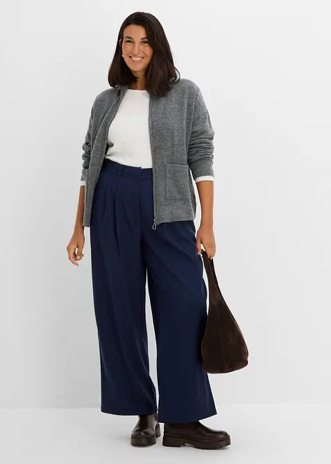 Byxa i materialmix med yllelook, bonprix