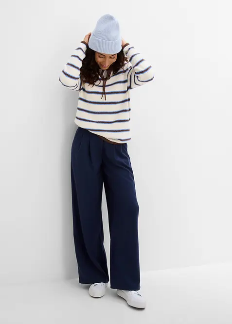 Byxa i materialmix med yllelook, bonprix