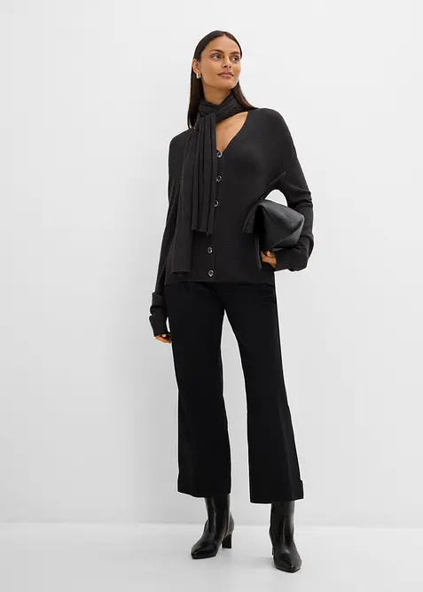 Finstickad cardigan med avtagbar sjal, bonprix