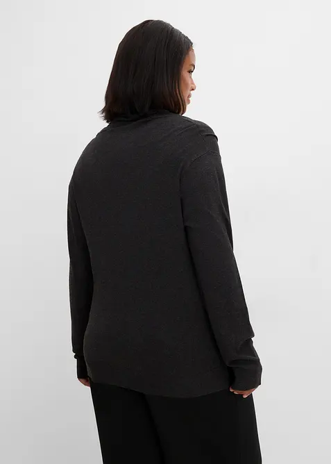 Finstickad cardigan med avtagbar sjal, bonprix