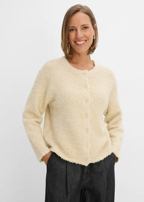 Cardigan i teddymaterial, bonprix