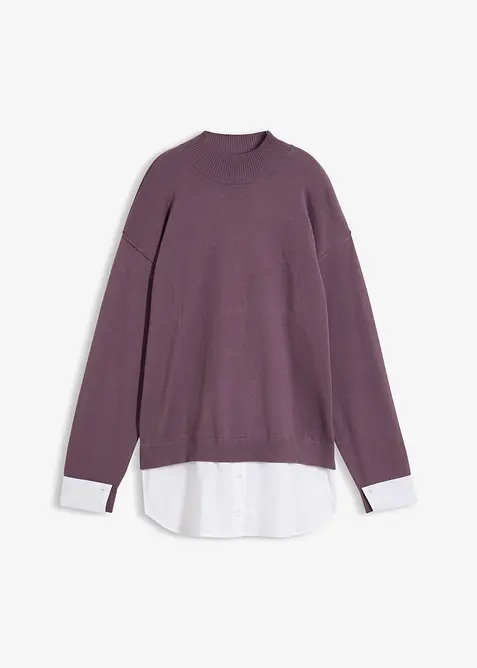 Oversizetr&ouml;ja med blusinf&auml;llning, bonprix