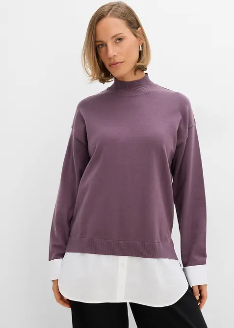 Oversizetr&ouml;ja med blusinf&auml;llning, bonprix