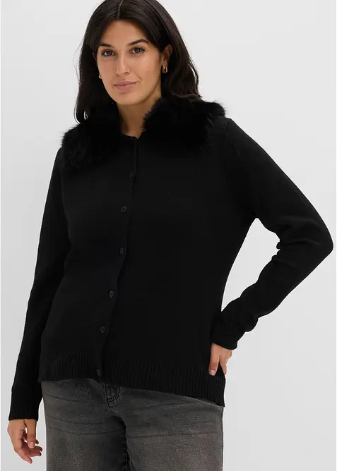 Cardigan i insv&auml;ngd modell med fuskp&auml;lskrage, bonprix