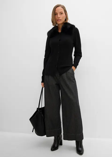 Cardigan i insv&auml;ngd modell med fuskp&auml;lskrage, bonprix