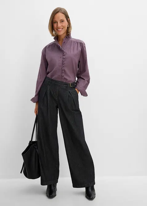 Wide Leg-jeans med gubbveck, bonprix