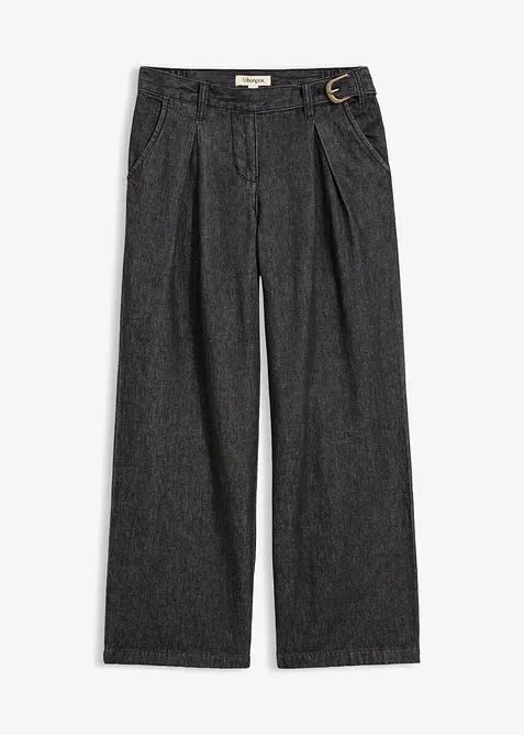 Wide Leg-jeans med gubbveck, bonprix