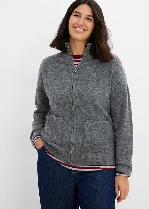 Cardigan med dragkedja, bonprix