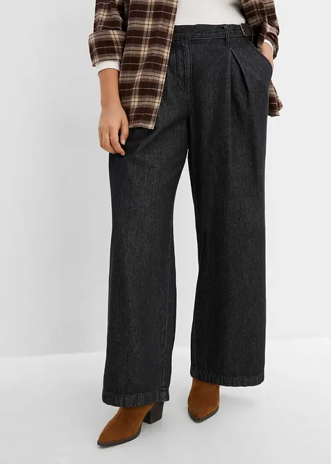Wide Leg-jeans med gubbveck, bonprix