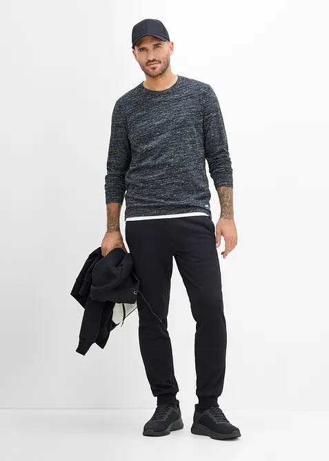 Melerad, l&aring;ng&auml;rmad T-shirt i bomullsmix (3-pack), bonprix