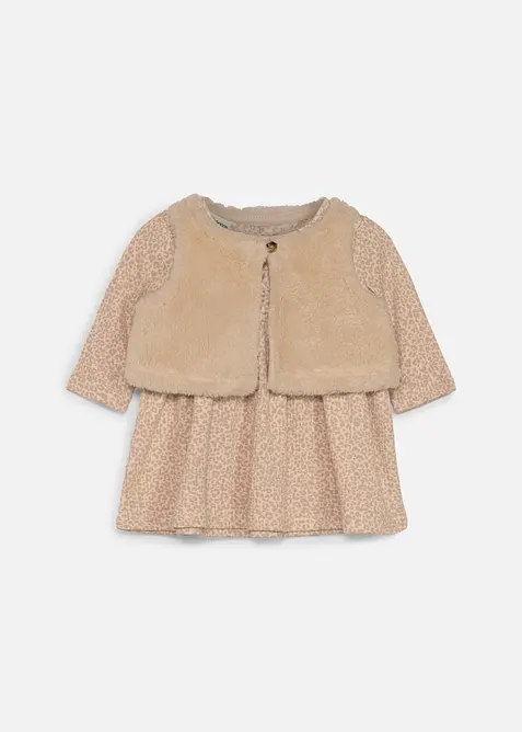 Kl&auml;nning och teddyv&auml;st (2 delar), bonprix