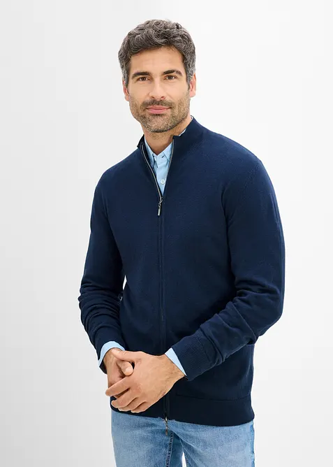 Finstickad cardigan av lyxig merinoull, bonprix
