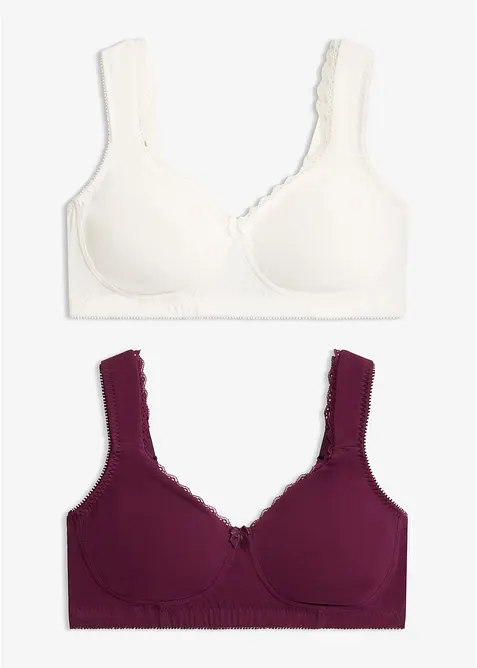Minimizer-BH i T-shirtmodell utan bygel, med ekologisk bomull (2-pack), bonprix